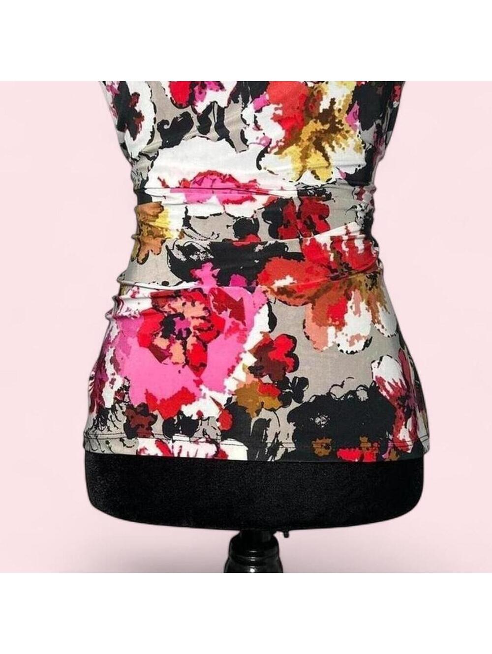 Y2K Carol Rose Vintage Floral Lightweight Top Minimalist Small - Picture 3 of 4